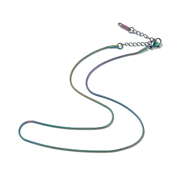 Ion Plating(IP) 304 Stainless Steel Round Snake Chain Necklace for Men Women, Rainbow Color, 15.83 inch(40.2cm)