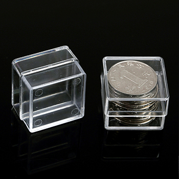 Polystyrene(PS) Plastic Bead Containers, Cube, Clear, 3x3x2.2cm