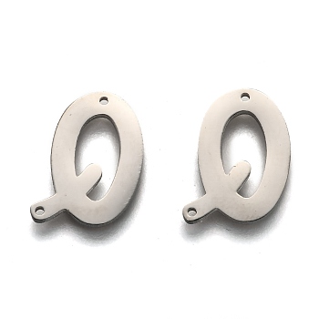 304 Stainless Steel Links Connectors, Letter, Letter.Q, 16x11x1.5mm, Hole: 0.9mm