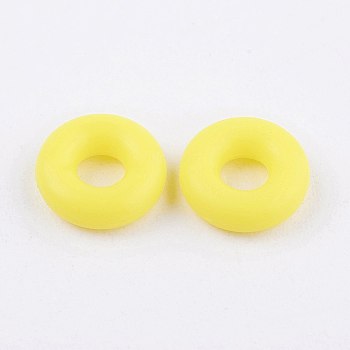 Silicone Beads, DIY Bracelet Making, Donut, Yellow, 5x2mm, Hole: 1mm