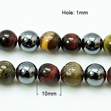 Natural Tiger Iron & Synthetic Hematite Beads Strands(G-H1581-10mm)-2