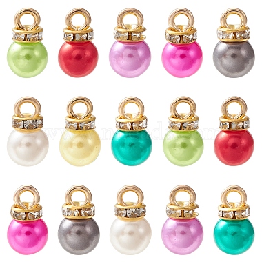 Golden Mixed Color Round ABS Plastic Charms