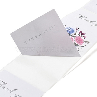 50Pcs Rectangle with Flower Thank You Paper Self-Adhesive Stickers(AJEW-S084-01E)-3