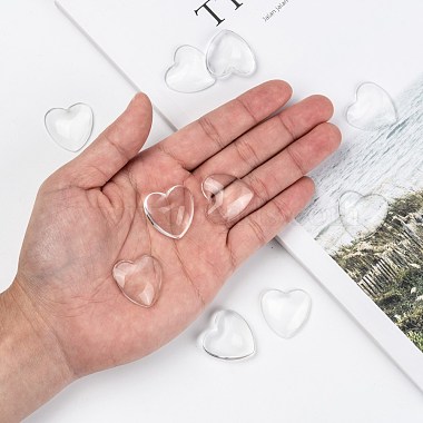 Transparent Glass Heart Cabochons(GGLA-R021-25mm)-7