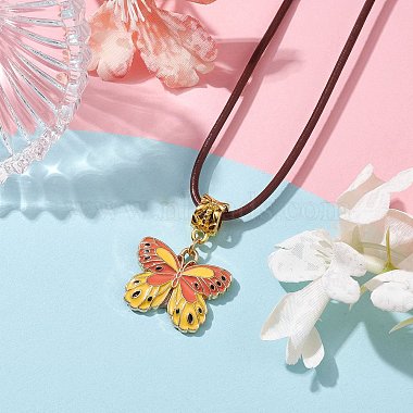 colliers à pendentif papillon en alliage émaillé(NJEW-JN04580-01)-2