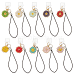 20Pcs 10 Style Alloy Enamel Mobile Straps, with Plastic Mobile Dustproof Plugs, Flower, Mixed Color, 80mm, 2pcs/color(HJEW-OC00116)