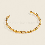 Minimalist 304 Stainless Steel Cuff Bangles, Twist Bangles for Women, Real 18K Gold Plated, Inner Diameter: 2-1/4 inch(5.7cm)(DA4447)