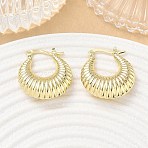 Brass Hoop Earrings for Women, Round, Golden, 25x22.5x7mm(KK-CBAD851-42G)