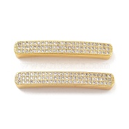 Rack Plating Brass Micro Pave Clear Cubic Zirconia Beads, Cadmium Free & Lead Free, Long-Lasting Plated, Rectangle, Clear, Real 18K Gold Plated, 5x37x5mm, Hole: 1.8mm(KK-C063-21G)