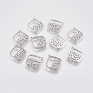 Brass Micro Pave Cubic Zirconia Charms, Rhombus with Bubble, Real Platinum Plated, 17x14.5x2mm, Hole: 1mm(KK-A144-039P)