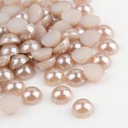 ABS Plastic Cabochons, Imitation Pearl, Half Round, Tan, 10x5mm, about 2000pcs/bag(OACR-S012-10mm-Z49)