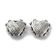 Tibetan Style Alloy Beads, Cadmium Free & Lead Free, Heart, Antique Silver, 8.5x9.5x3.5mm, Hole: 1.2mm, about 1428pcs/1000g(FIND-A035-18AS)