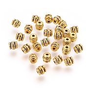 Tibetan Style Beads, Cadmium Free & Nickel Free & Lead Free, Barrel, Antique Golden, 5x5x5mm, Hole: 1.5mm(TIBEB-Q043-AG-FF)