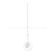 Hanging Crystal Aurora Wind Chimes, with Prismatic Pendant and Ring-shaped Iron Charm, for Home Window Chandelier Decoration, Golden, 320x2.5mm(HJEW-Z003-09)