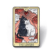 Valentine'S Day Cartoon Creative Cute Black-And-White Cat The Lovers Tarot Card Enamel Pins, Black Alloy Badge, Cat Shape, 30x20x1mm(JEWB-Q039-01B)