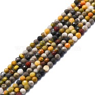 Natural Bumblebee Jasper Beads Strands, Faceted, Round, 2mm, Hole: 0.5mm, about 215pcs/strand, 15.16''~15.55''(38.5~39.5cm)(G-P457-A01-30)