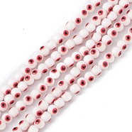 Baking Painted Glass Beads, Round with Evil Eye, Indian Red, 6x5mm, Hole: 1.2mm, about 63~68pcs/strand, 13.70~15.04(34.8~38.2cm)(DGLA-C001-02A)