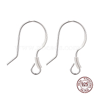 925 Sterling Silver Earring Hooks, Silver, 14x14mm, Hole: 2mm, 22 Gauge, Pin: 0.6mm(STER-G011-22)