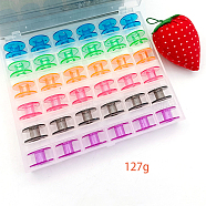 Transparent Plastic Bobbins, Sewing Thread Holders, for Sewing Tools, with Storage Box, Mixed Color, 20x10mm, Hole: 6mm, 36pcs/set(SENE-PW0003-040B-02)