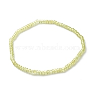 Faceted Rondelle Natural Peridot Beads Stretch Bracelets, Reiki May Birthstone Jewelry for Her, Inner Diameter: 2-3/8 inch(6.1cm)(BJEW-JB06383-05)