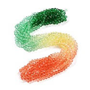 Transparent Painted Glass Beads Strands, Faceted, Rondelle, Colorful, 8x6.5mm, Hole: 1mm, about 63pcs/strand, 16.14''(41cm)(DGLA-A034-T8mm-A04)