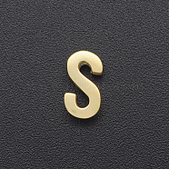 201 Stainless Steel Charms, for Simple Necklaces Making, Laser Cut, Letter, Golden, Letter.S, 8.5x4.5x3mm, Hole: 1.8mm(STAS-R109-JA433-S-2)