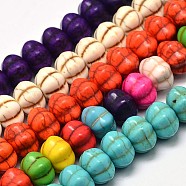 Dyed Synthetic Turquoise Bead Strands, Pumpkin, Mixed Color, 12x8mm, Hole: 1mm, about 868pcs/1000g(G-M148-M-A)