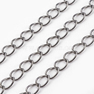 Brass Twisted Chains, Curb Chains, Soldered, with Spool, Oval, Lead Free & Cadmium Free, Gunmetal, 5x4x0.5mm, about 301.83 Feet(92m)/roll(CHC-Q001-5x4mm-B)