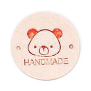 Microfiber Leather Label Tags, Handmade Embossed Tag, with Holes, for DIY Jeans, Bags, Shoes, Hat Accessories, Flat Round with Bear, 25mm(PW-WG83062-12)