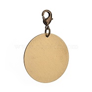 Brass Pendants, Stamping Blank Tag, with Lobster Claw Clasps, Flat Round, Antique Bronze, 45mm, Pendant: 30x1mm(X-HJEW-JM00396-03)