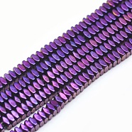 Electroplate Non-magnetic Synthetic Hematite Beads Strands, Vacuum Plating, Faceted, Square, Purple Plated, 2x2x1mm, Hole: 0.6mm, about 406pcs/strand, 15.7 inch(40cm)(G-L489-D04)