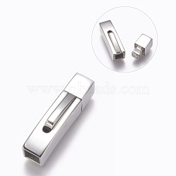 304 Stainless Steel Bayonet Clasps, Stainless Steel Color, 30.5x7mm, Hole: 5x5mm(STAS-O114-047C-P)