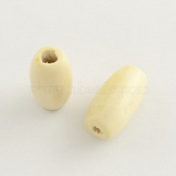 Dyed Natural Wood Beads, Egg Shaped Rugby Wood Beads, Oval/Oblong, Lead Free, Light Yellow, 6x4~5mm, Hole: 2mm, about 22000pcs/1000g(WOOD-Q003-6x4mm-09-LF)