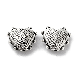 Tibetan Style Alloy Beads, Cadmium Free & Lead Free, Heart, Antique Silver, 8.5x9.5x3.5mm, Hole: 1.2mm, about 1428pcs/1000g(FIND-A035-18AS)