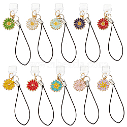 20Pcs 10 Style Alloy Enamel Mobile Straps, with Plastic Mobile Dustproof Plugs, Flower, Mixed Color, 80mm, 2pcs/color(HJEW-OC00116)