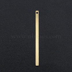 201 Stainless Steel Pendants, Laser Cut, Bar, Real 18K Gold Plated, 34.5x2x1mm, Hole: 1.2mm(STAS-R111-LA141)