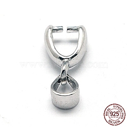 Rhodium Plated Sterling Silver Ice Pick & Pinch Bails, Platinum, 10.5x3mm, Hole: 4x3mm, Pin: 0.6mm(X-STER-A006-333P)