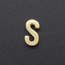 201 Stainless Steel Charms, for Simple Necklaces Making, Laser Cut, Letter, Golden, Letter.S, 8.5x4.5x3mm, Hole: 1.8mm(STAS-R109-JA433-S-2)