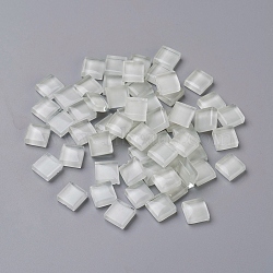 Mosaic Glass Tiles, Stained Square Pieces, for Home Decoration or DIY Crafts, White, 9.5x9.5x4~4.5mm, about 300pcs/bag(GLAA-D091-07)