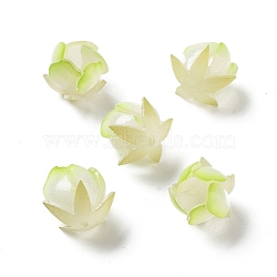 Opaque Acrylic Bead Cap, Flower, Green Yellow, 15~17x15~17x14mm, Hole: 1.4mm(SACR-C006-02B)