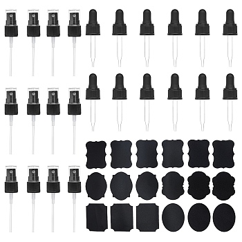 DIY Bottle KitS, with Glass Dropper Set Transfer Graduated Pipettes, Plastic Spray Head and Chalkboard Sticker Labels, Black