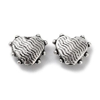 Tibetan Style Alloy Beads, Cadmium Free & Lead Free, Heart, Antique Silver, 8.5x9.5x3.5mm, Hole: 1.2mm, about 1428pcs/1000g