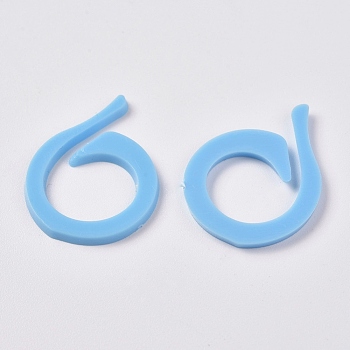 Plastic Counting Split Ring, Stitch Marker Ring, DIY Knitting Tools, Blue, 22x16.5x1.5mm