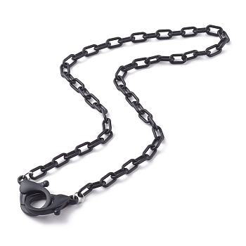 Personalized Opaque Acrylic Cable Chain Necklaces, Handbag Chains, with Plastic Lobster Claw Clasps, Black, 23.03 inch(58.5cm)