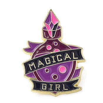 Magic Theme Enamel Pin, Light Gold Zinc Alloy Brooch for Backpack Clothes, Bottle, 30.5x22x1.5mm