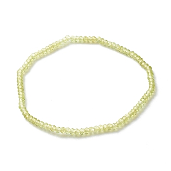 Faceted Rondelle Natural Peridot Beads Stretch Bracelets, Reiki May Birthstone Jewelry for Her, Inner Diameter: 2-3/8 inch(6.1cm)