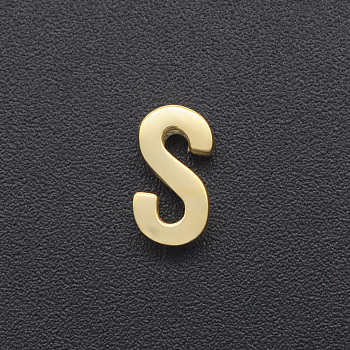 201 Stainless Steel Charms, for Simple Necklaces Making, Laser Cut, Letter, Golden, Letter.S, 8.5x4.5x3mm, Hole: 1.8mm