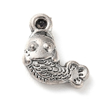 Tibetan Style Alloy Pendants, Fish, Antique Silver, 15x12x4mm, Hole: 1.8mm, about 409pcs/500g
