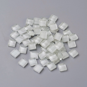 Mosaic Glass Tiles, Stained Square Pieces, for Home Decoration or DIY Crafts, White, 9.5x9.5x4~4.5mm, about 300pcs/bag
