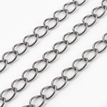 Brass Twisted Chains, Curb Chains, Soldered, with Spool, Oval, Lead Free & Cadmium Free, Gunmetal, 5x4x0.5mm, about 301.83 Feet(92m)/roll